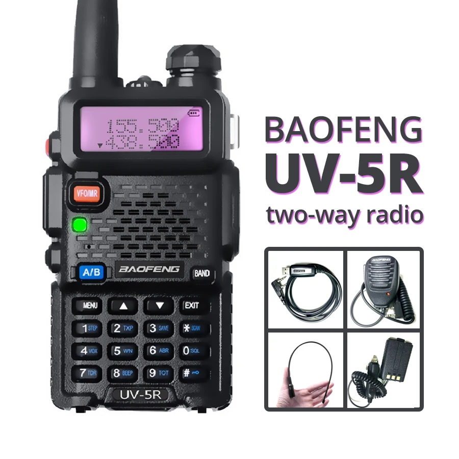 Портативная рация Baofeng UV-5R Двухдиапазонная UV 5R портативная CB радио UHF VHF портативная UV 5R двухсторонняя радио для охотничьей радиостанции