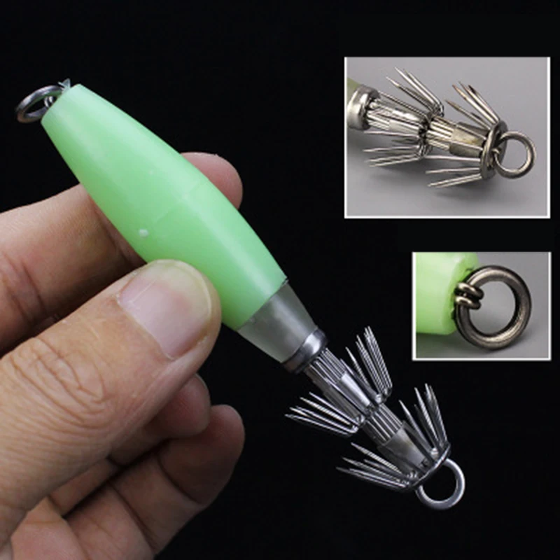 1pc Noctilucent Squid Cuttlefish Sleeve Jig Fishing Hooks Bait Barb