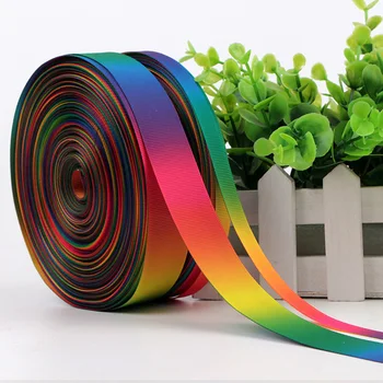 

5yards ( 4.5meters ) 9mm 12mm 15mm 19mm 25mm 38mm 50mm 100% Polyester Mixed Colors Plain Grosgrain Rainbow Ribbons