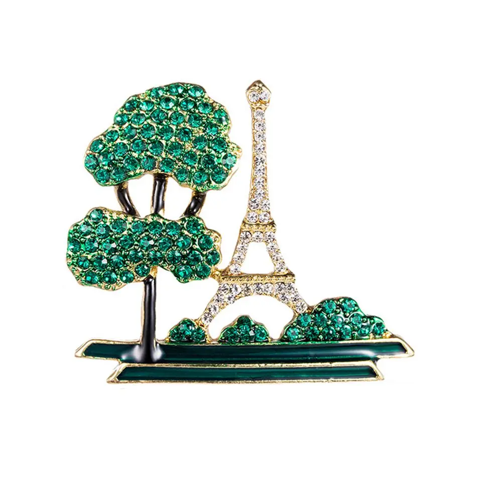 

Cute Oil-drip Road Green Tree Tower Brooches Unisex Suits Sweater Dress Hat Brooch Pins Scarf Buckle