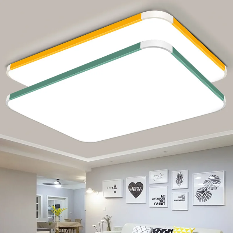 

Modern Minimalism High brightness LED ceiling lamp rectangular Remote control adjustable ultra-thin candy color ceiling light