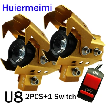

2pcs motorcycle spotlight led U8 Wolverine headlights accessories moto driving auxiliary work head lamp car fog light of 4 color