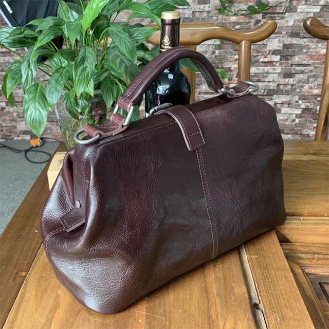 Original Genuine Leather Doctor Handbag 100% Cowhide Women Big Shoulder Bags High Quality Vintage Manual Paint Crossbody Bags 2