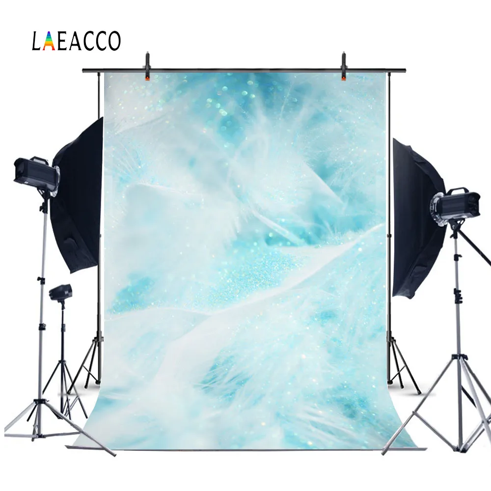 

Laeacco Gradient Glittering Bokeh Feather Portrait Photography Backgrounds Customized Photographic Backdrops For Photo Studio