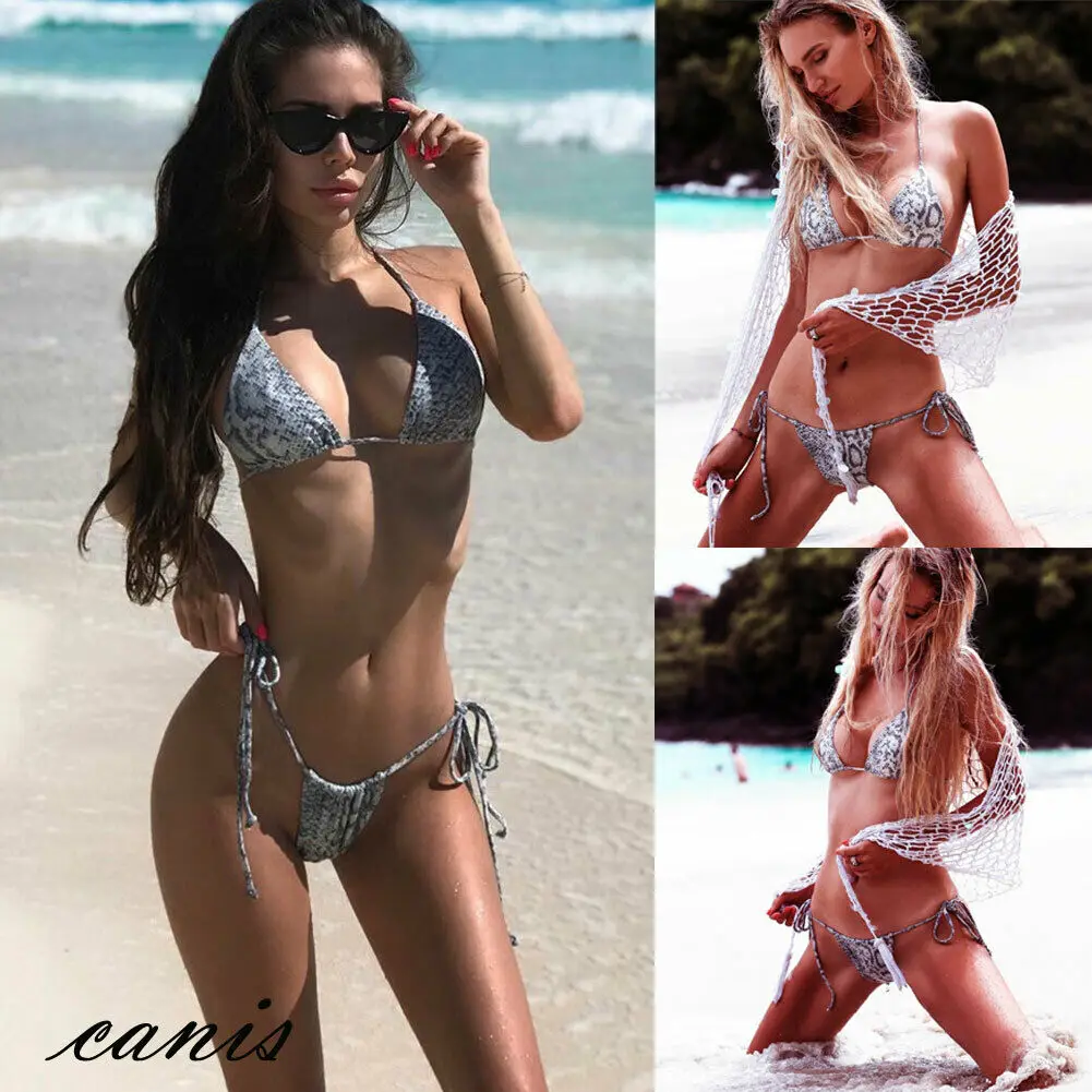 

Hot New Women Padded Push-up Bra Bikini Set Two Piece Tankini Thong Bottoms Leopard Swimsuit Swimwear Beachwear Bathing Suit