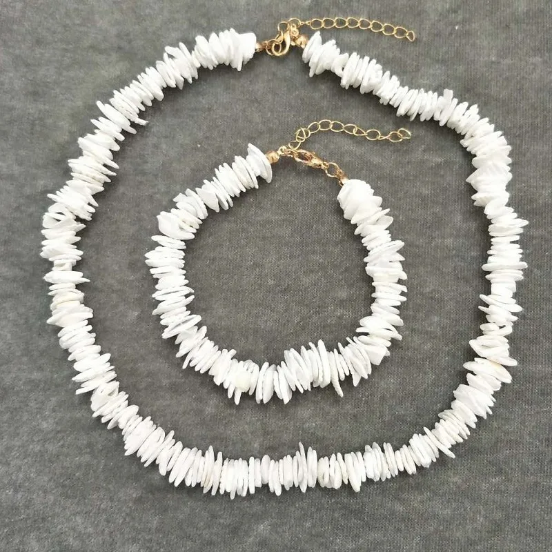 

Rainbery Fashion White Shell Nugget Irregular Gravel Chips Beads High Grade Women Weddings Oarty Gifts Chian Necklace