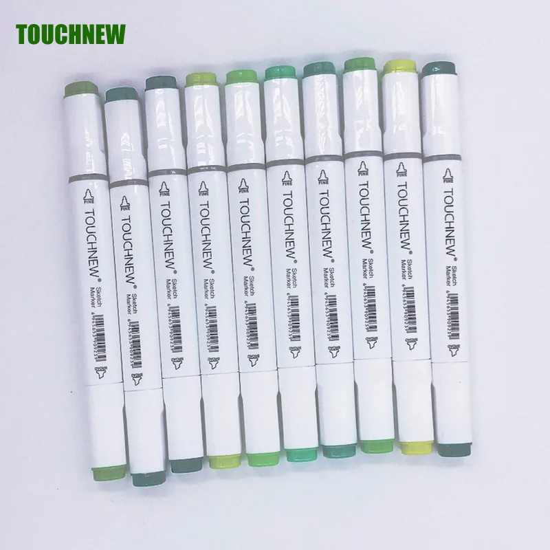 

TOUCHNEW 10 Colors Green Series Color Artist Dual Headed Marker Set Manga Design School Drawing Sketch Pen Art Markers Supplies