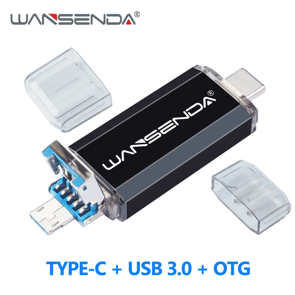 

WANSENDA 3 in 1 USB 3.0 OTG Flash Drive Type-C Micro USB 128GB 64GB Pendrive 32GB 16GB Pen Drive for Type C Android Mobile PC