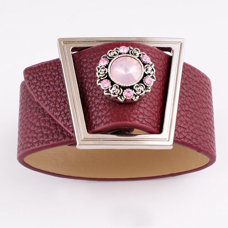 

fashion DIY 18mm PU leather Snap button jewelry bracelet GIRLS Women BR2305