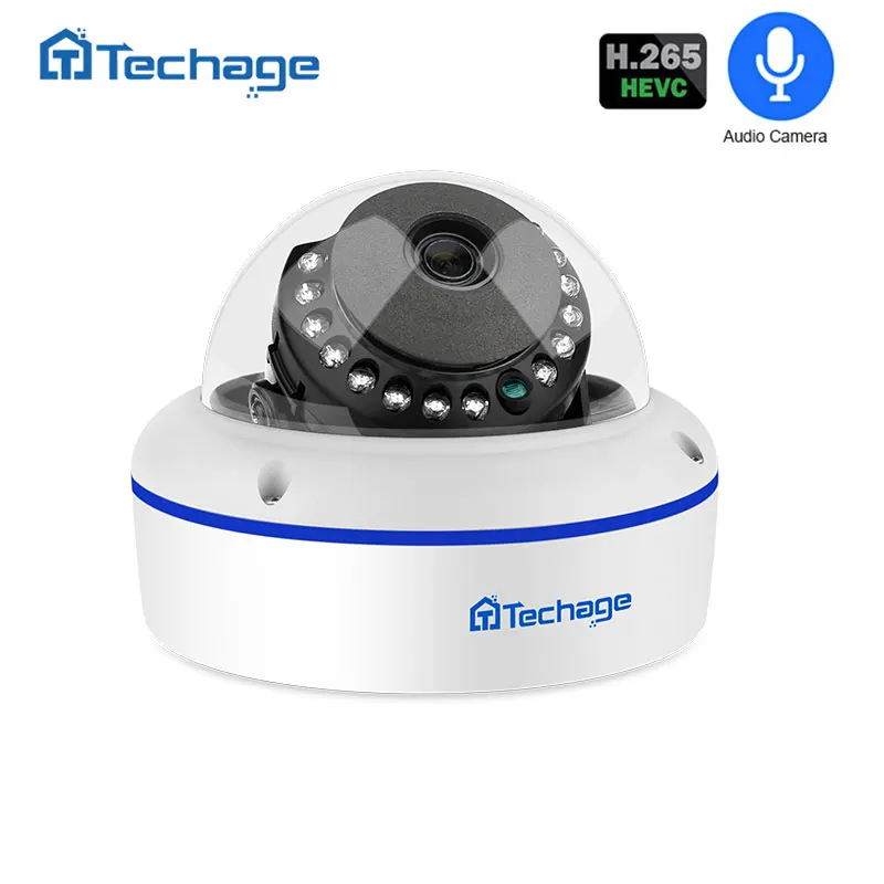 

Techage H.265 Security POE IP Camera 2MP Vandalproof Indoor Dome CCTV Camera Microphone P2P Video Surveillance ONVIF 48V PoE