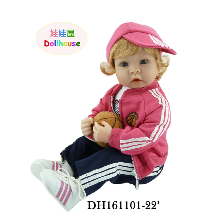 22 Reborn Girl Bonecas Dolls for Girls with Blue Eyes Blonde Hair Toddler Baby Doll in