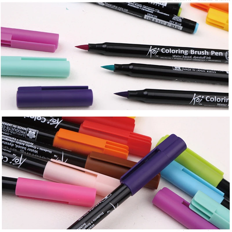 

1Pc Sakura KOI Waterborne soft head Mark pen brush pen Halo dyeing Color mixing Brush letter