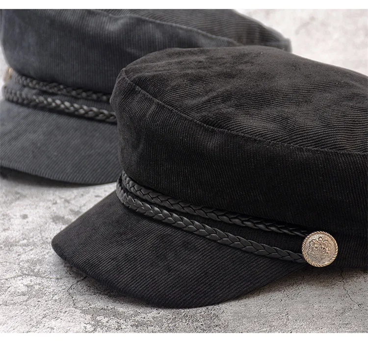 New Autumn And Winter Women Hat British Korean Version Of The Tide Beret Wild Japanese Black Octagonal Cap For Girls HC17 (4)