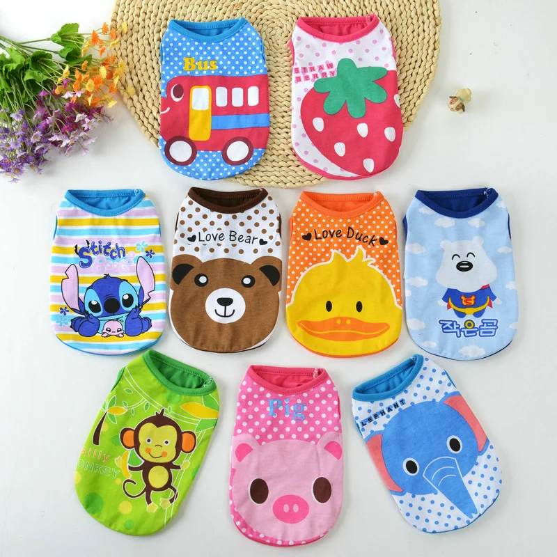

Cute Cartoon Pet Dog Clothes For Small Dogs Soft Cotton Pet T shirt Vest Summer Puppy Cat Clothing Chihuahua Yorkie Clothes