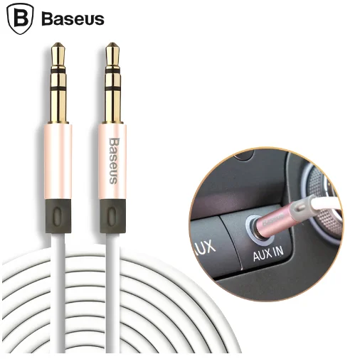 Aux кабель Baseus 3 5 мм для автомобиля позолоченный аудиокабель разъем Мужской