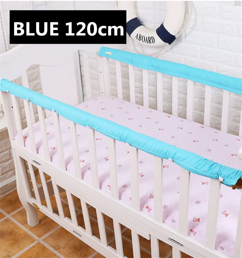 2 шт./набор, однотонный цветной бампер для детской кроватки, утолщенная детская прикроватная Защитная планка, защита от столкновений, защитная планка для младенцев - Цвет: Blue 120cm