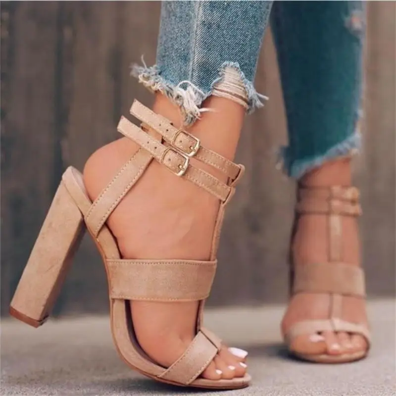 

2019 Women's High Heel Sandals Women Summer Shoes Buckle with Fashion Sandalias Sexy Party Shoes Roman Women's sandalias mujer