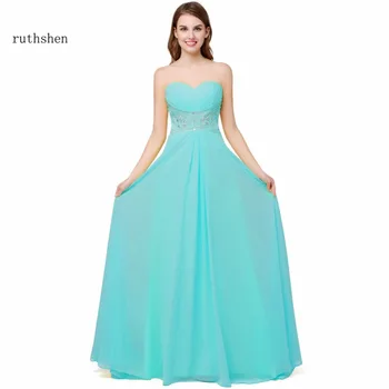 

ruthshen Real Photo Cheap Evening Dresses Sweetheart Pleated Drapd High Waist Sequins Beaded Vestido De Festa Prom Dresses Long
