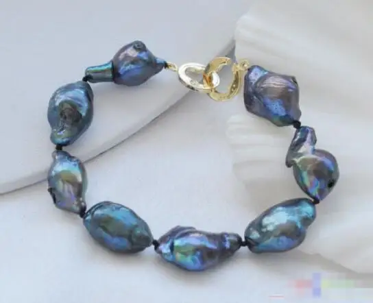 

Hot sale new Style >>>>> 8" 19mm black baroque KESHI REBORN PEARL bracelet