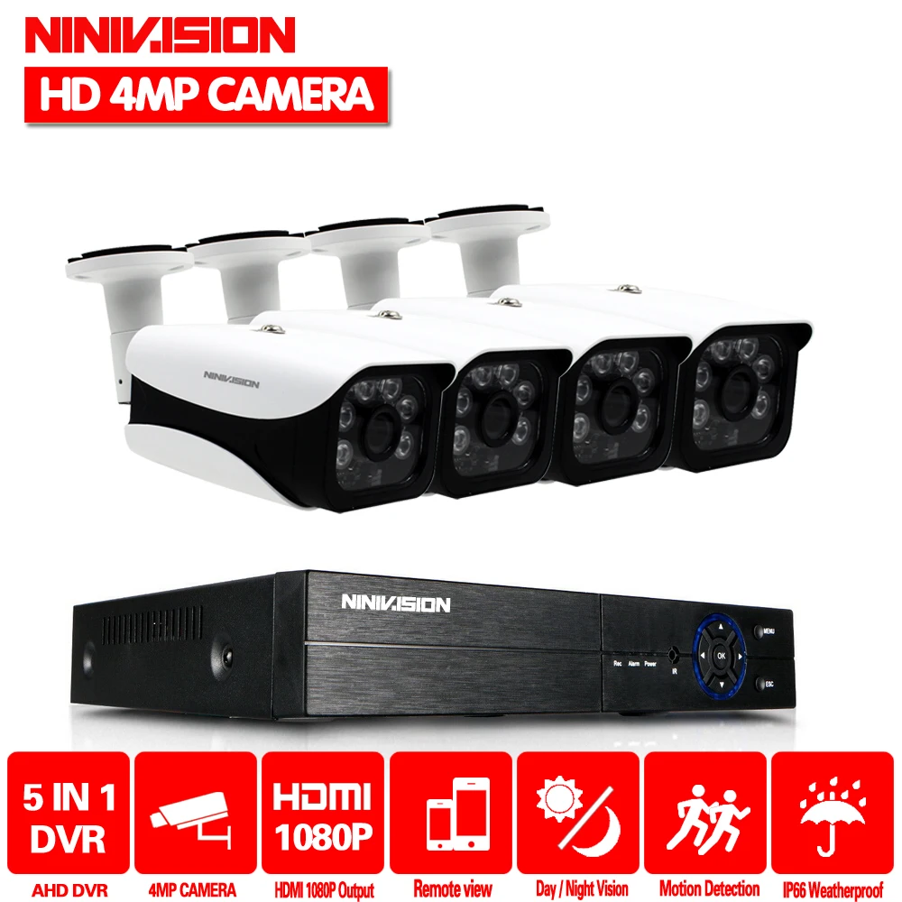 

4CH AHD DVR NVR Kit 4MP CCTV System 3.6mm 6PCS Aarray LEDS 4.0MP HD Camera indoor Outdoor P2P Onvif Security Surveillance Set