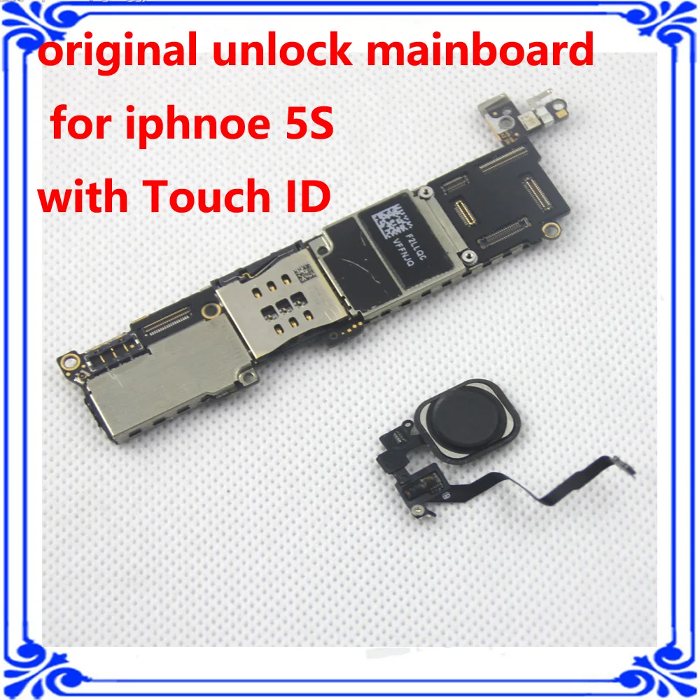 for iphone 5S Factory unlock motherboard with Touch ID 16GB original