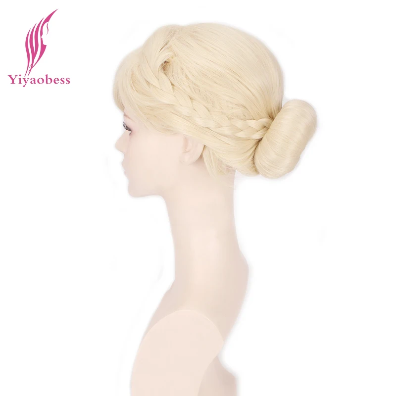 Yiyaobess corto Rubio marrón Elsa Anna Cosplay peluca Bangs con alrededor de la cabeza látigo pelucas de pelo sintético resistente al calor para mujer Yiyaobess corto Rubio marrón Elsa Anna Cosplay peluca Bangs con alrededor de la cabeza látigo pelucas de pelo sintético resistente al calor para mujer