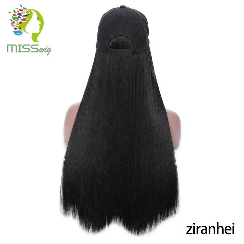 Мисс парик 24 дюймов длинные волнистые синтетические волосы парик с шляпой горячий стиль черный цвет для женщин высокая температура провода крючком - Цвет: 1B/30HL
