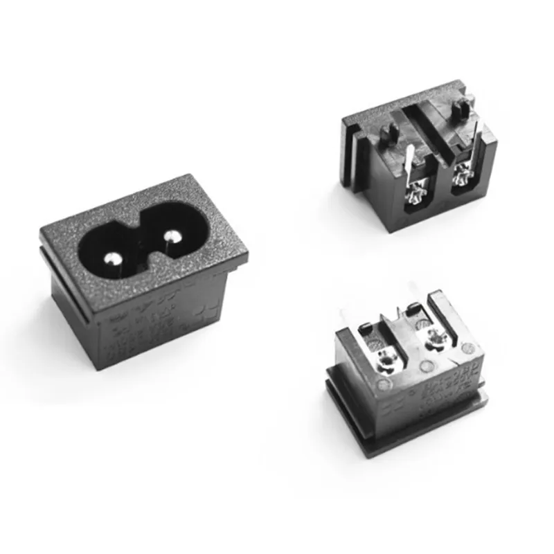 

10Pcs AC 250V 2.5A Right Angle Black Male Plug IEC320 C8 Power Socket Connector