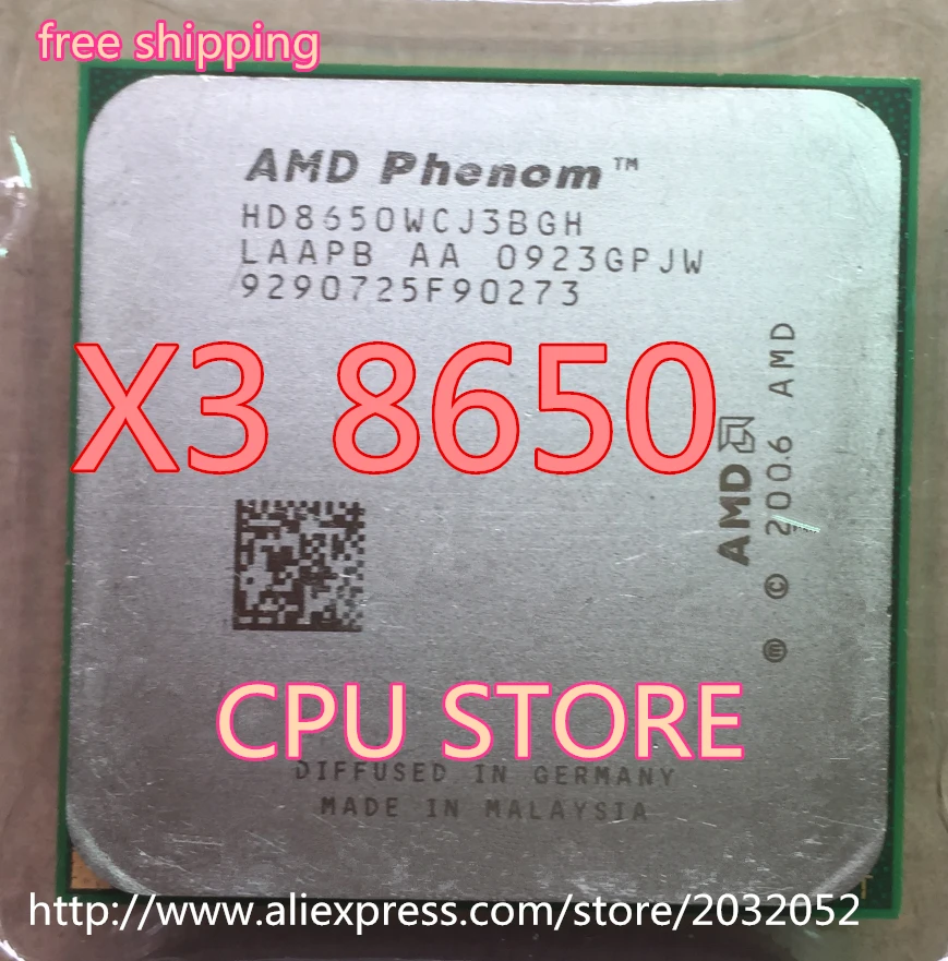 

AMD Phenom X3 8650 x3 8650 2.3GHz Triple Core Processor Socket AM2/AM2+ 940-pin cpu, 95W L3=2M(working 100% Free Shipping)
