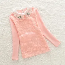 Школьные блузки для девочек; коллекция года; осенняя одежда для детей; блузка для девочек; хлопковые кружевные Детские майки; blusas; детская одежда; цвет розовый, белый; От 3 до 14 лет