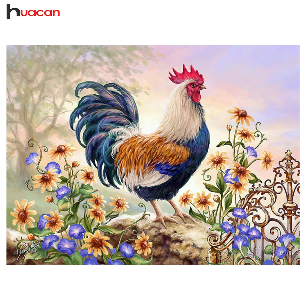 

HUACAN Cock Patterns Diamond Mosaic Embroidery Needle Craft Home Decor DIY 5D Diamond Painting Cross Stitch Animals F1628