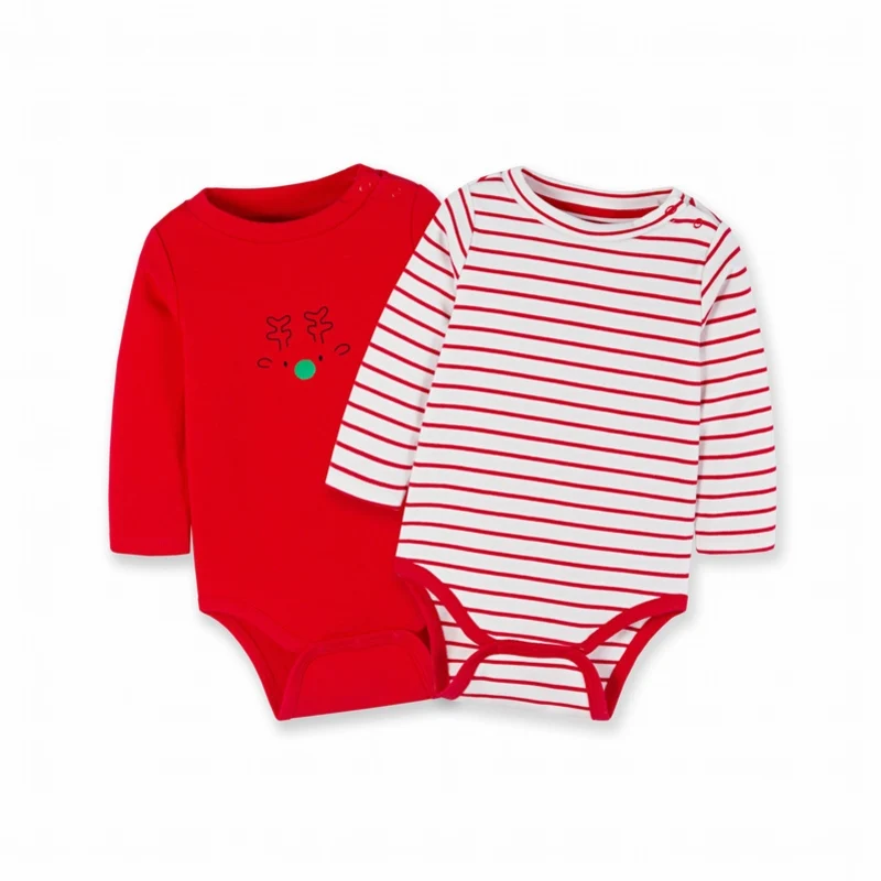 Balabala/комплект из 2 предметов для маленьких мальчиков и девочек, хлопковый боди с графическим рисунком, с застежкой на плече, боди для новорожденных, цельная одежда - Цвет: China Red