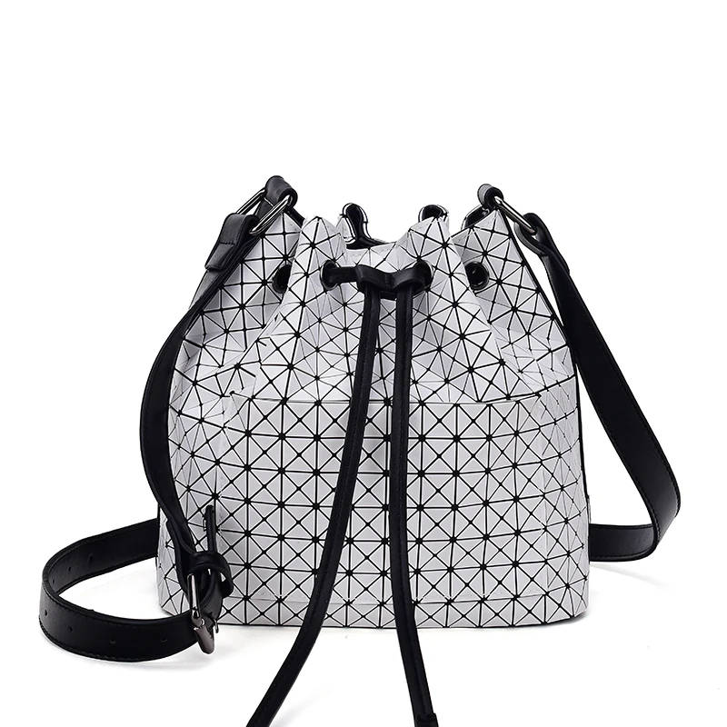 

Fashion Women BAO Bag Geometry Package Sequins Saser Plain Folding Bucket Bag Handbag Backpack Single Shoulder Bag