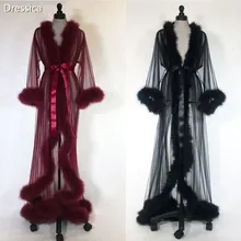 BATA DE PLUMAS vestido de noche nupcial Boudoir Robe Hollywood Vintage Robe Frou Drag vestido de reina vestido de fiesta de cumpleaños