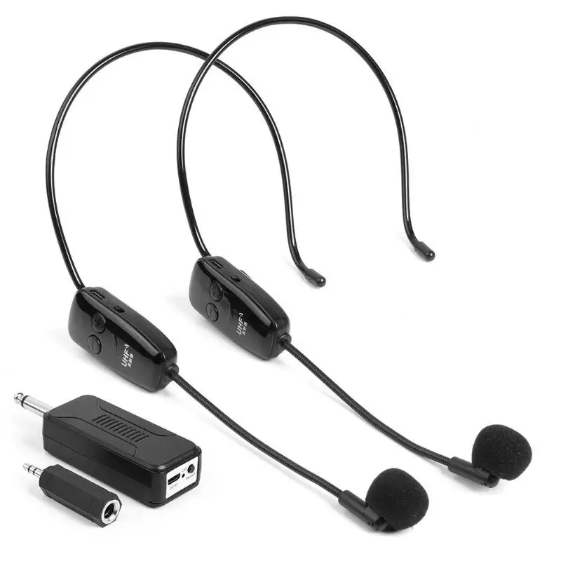 

1 to 2 Dual UHF Wireless Microphone 1 Receiver 2 Transmitter for Teaching