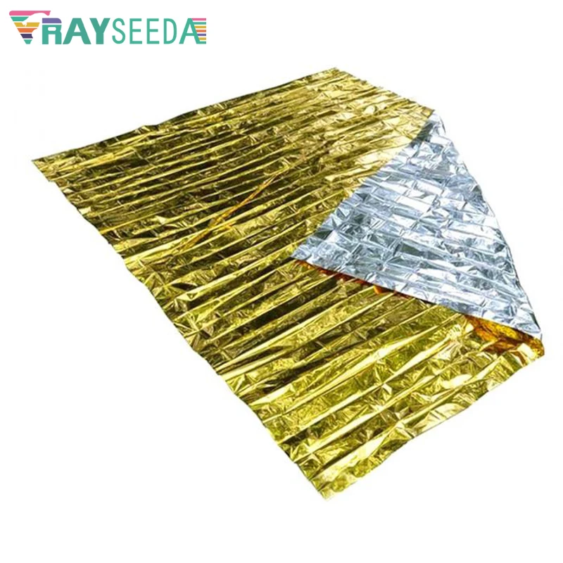 Rayseeda Folding Emergency Blanket 210cm*130cm Silver/Gold Emergency Survival Rescue Shelter Outdoor Camping Keep Warm Blankets emergency blanket