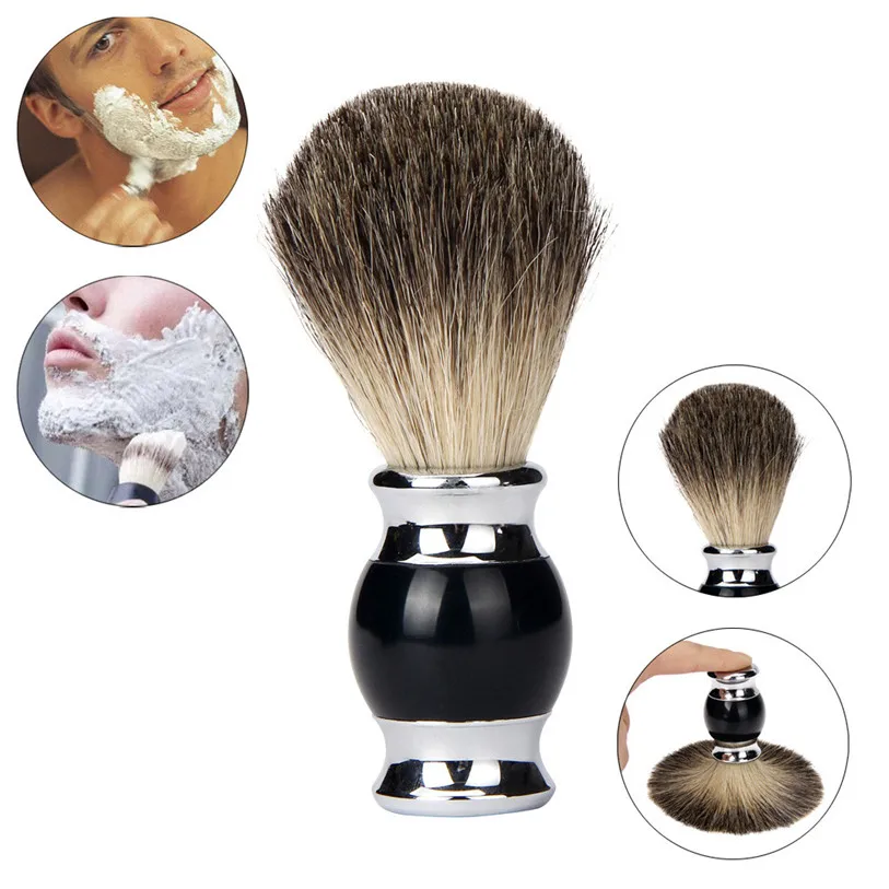 

Good Quality Brand Pure Badger Hair Resin Handle Shaving Shave Brush Black Badger Hair Barber Salon Tool BK Man feb22