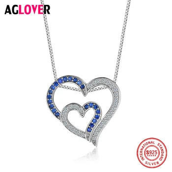 

Original 100% 925 Silver Necklace Valentine's Day Romantic Titanic Heart Pendant Necklaces Heart of the Ocean Collier Jewelry