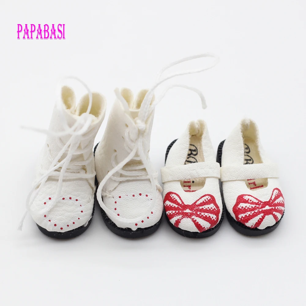 

Papabasi 2pair White PU Leather Doll Boots shoes For BJD blyth Doll shoes 3.2cm (suitable for blyth ,1/6 doll )