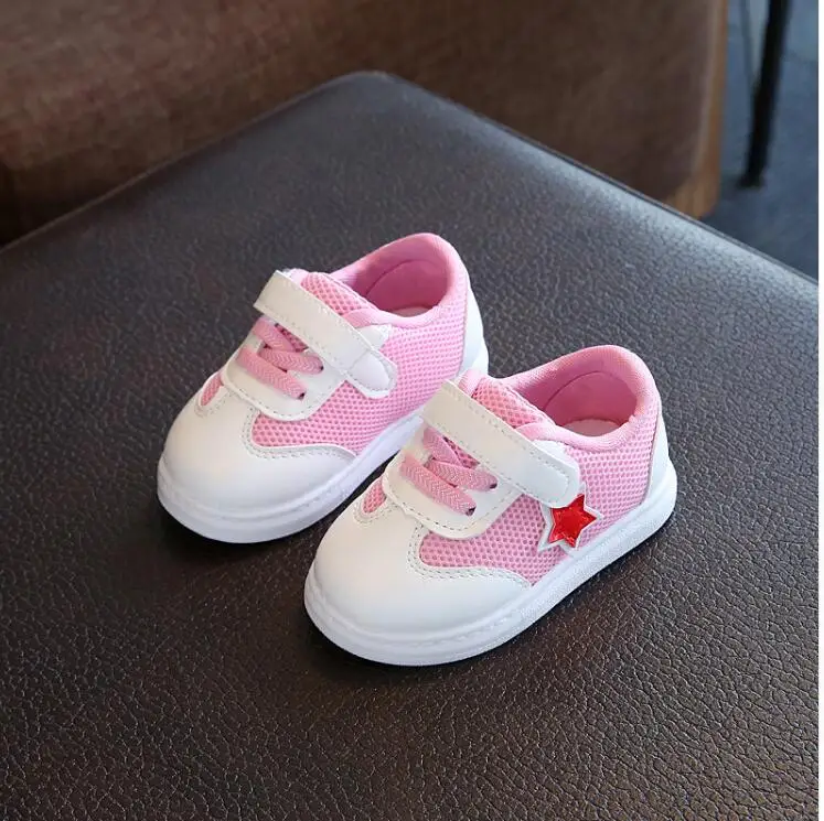 Новая детская обувь; спортивная обувь для мальчиков и девочек; модные детские кроссовки на липучке; удобная дышащая повседневная обувь с сеткой; детская обувь - Цвет: Розовый