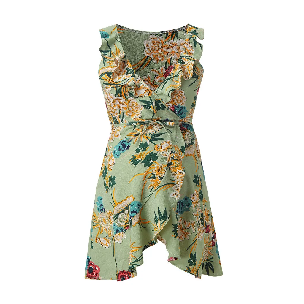 SAGACE платья для беременных женские Модные Платья с цветочным принтом с v-образным вырезом без рукавов с рюшами платья для кормящих беременных платье#42 - Цвет: GN