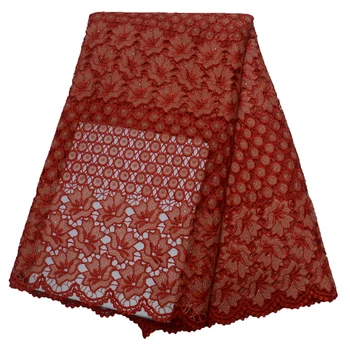 

Nigeria Lace Fabric 2019 High Quality Embroidered Cord Lace 5 Yards African French Guipure Lace Fabric for Women X1519