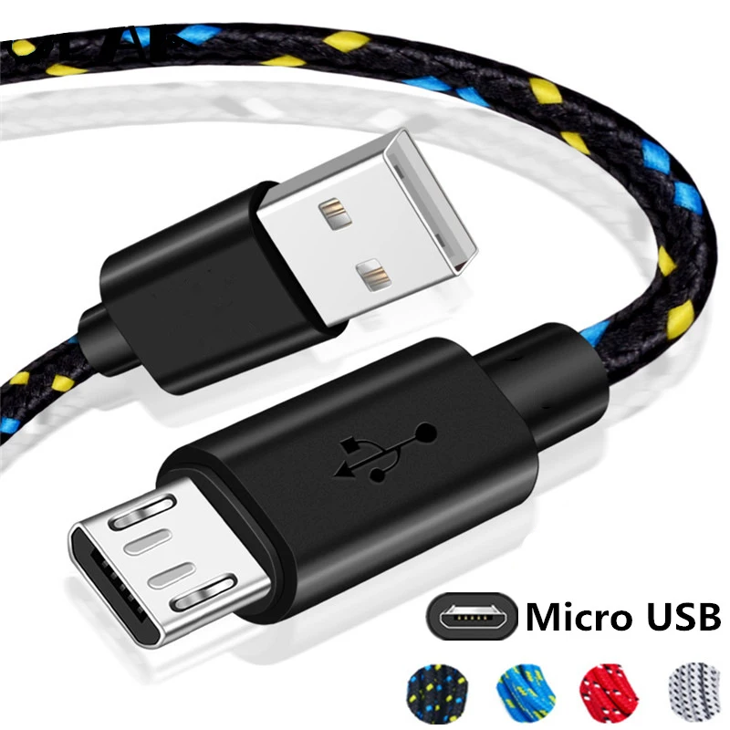 

Nylon Braided Micro USB Cable Data Sync USB Charger Cord For Samsung A10 M10 A2 Core J6 Plus Phone Short Fast Charging 1m 2m 3m