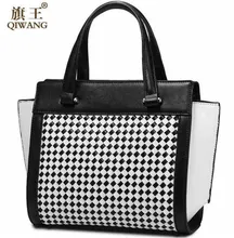 Elegant Nice Black and White Bags Women 100% Genuine Leather Handbag Luxury Brand Women Designer Tote Hand Bag Female