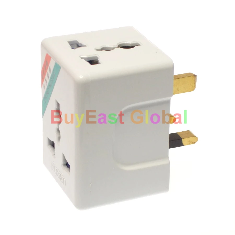 (2 PCS) UK Malaysia Singapore Malta UAE (3 Way Multi Outlet) Plug Adapter AC100250V 13A Fused
