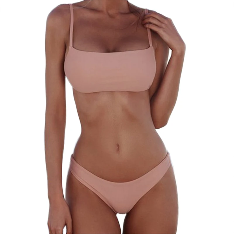 

Women Bikini Swinsuit Two Piece Bikini Female Summer Swimwear Multi-choice Solid Padded Bathing Suit Mujer