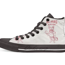 GO HARD OR GO HOME FRENCHIE Design дышащая Повседневная Высокая обувь на шнуровке холщовая обувь кеды для Прямая