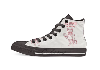 

GO HARD OR GO HOME FRENCHIE Design breathable Casual High Top lace-up Canvas shoes sneakers For Drop shipping