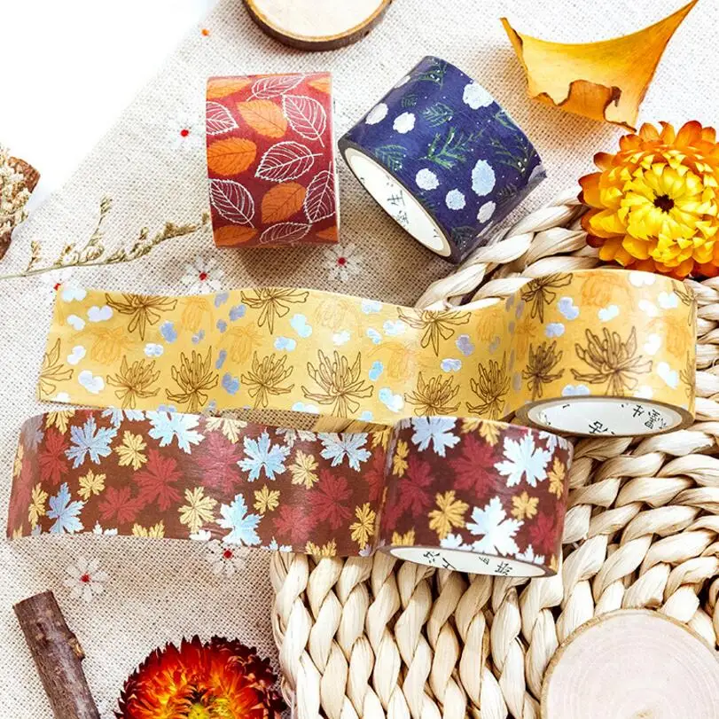 

Autumn landscape Natural plant Flowers washi tape DIY decorative scrapbooking sticker planner masking adhesive tape label
