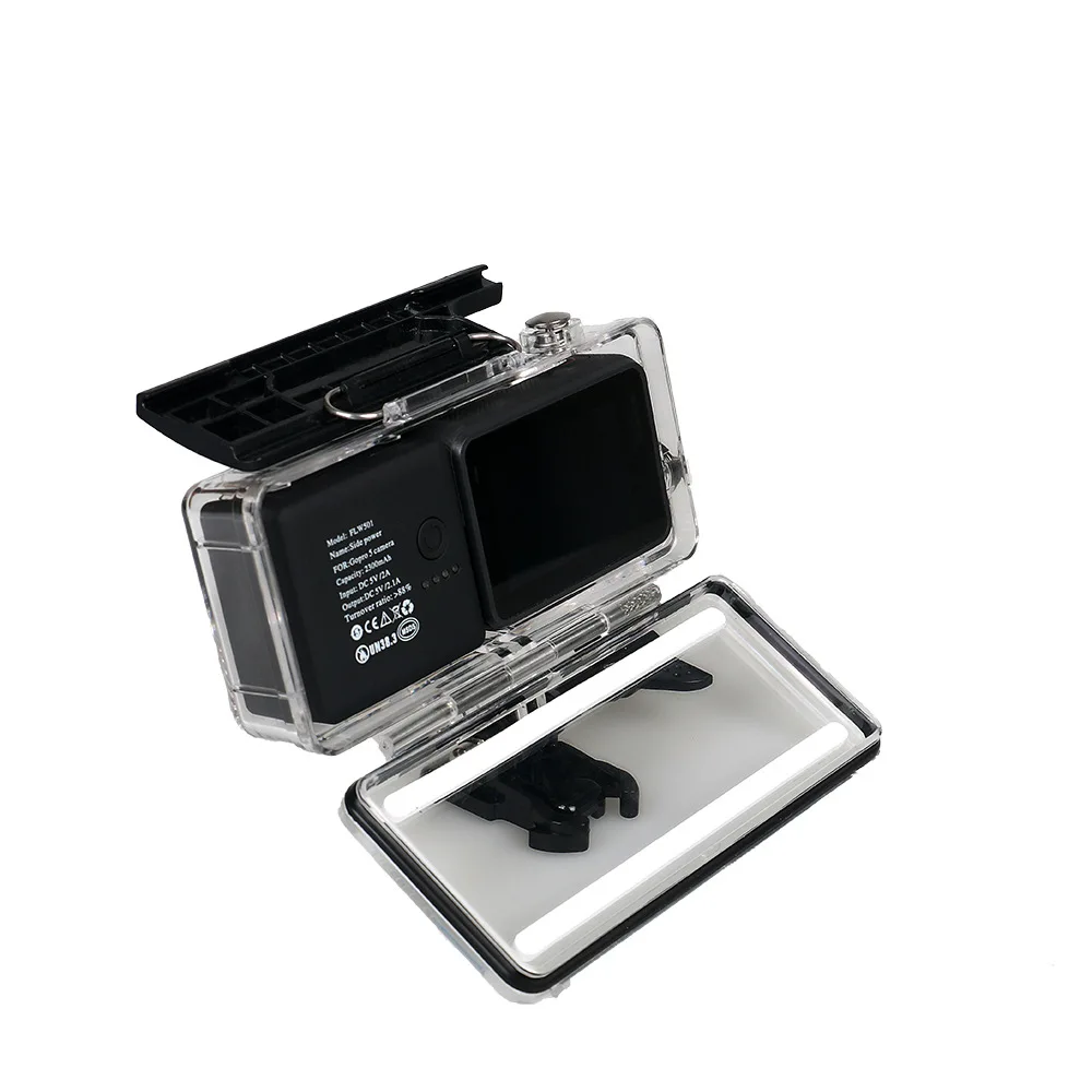 para Gopro Herói Bateria de Backup + Esqueleto de Proteção Habitação à Prova Preta do Quadro Shell para Gopro Estender Água Acessórios 5 6 7 d' - Image 4